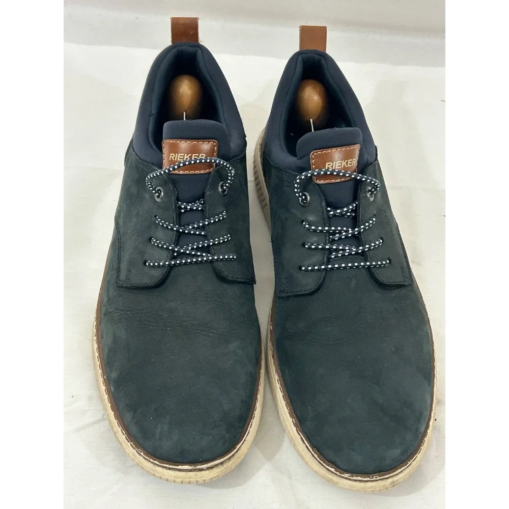 Rieker Memo Soft  Stans Men's Blue Suede Leather Slip on Lace Shoe Size 10/43